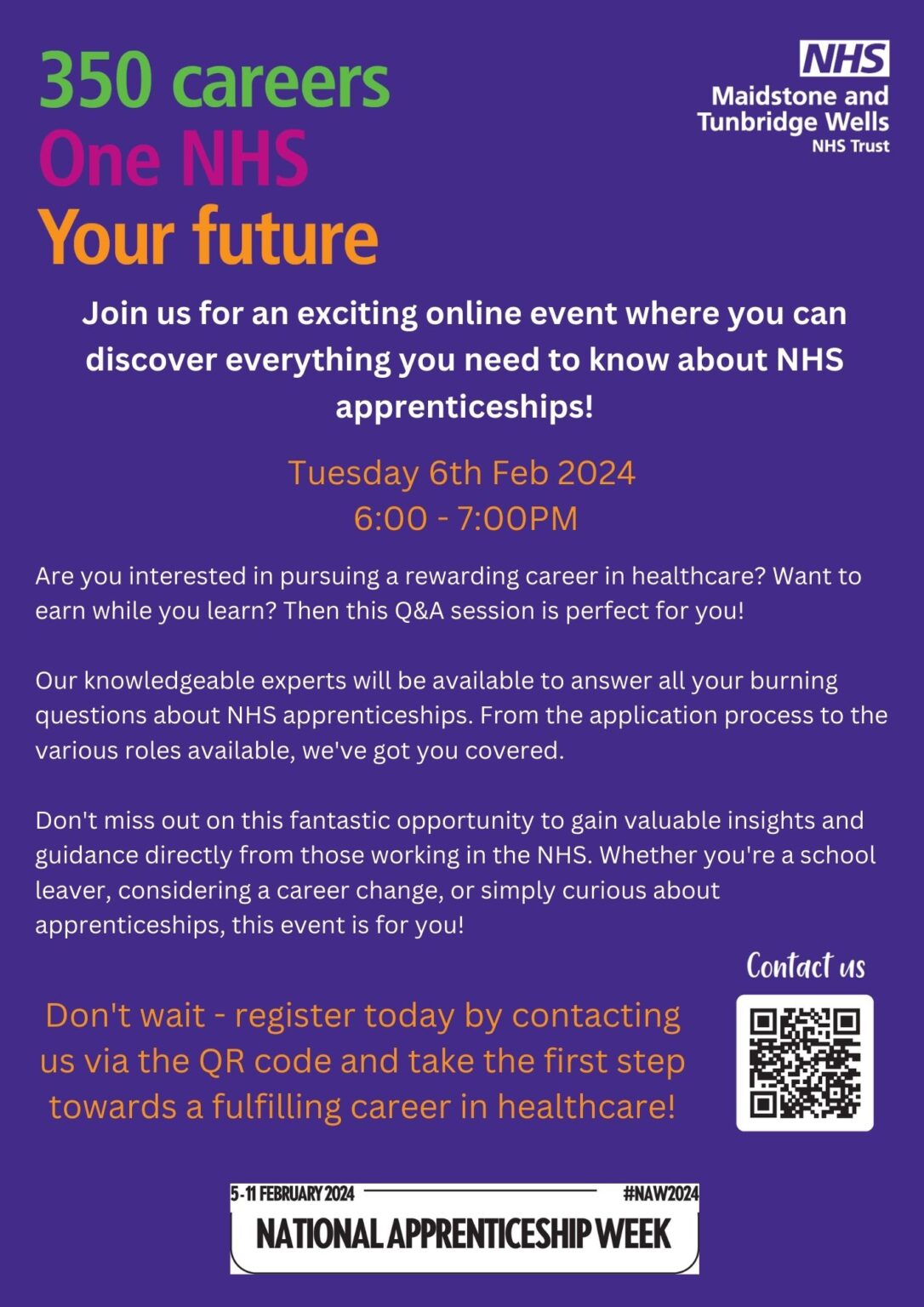 Poster for MTW National apprenticeship week event 